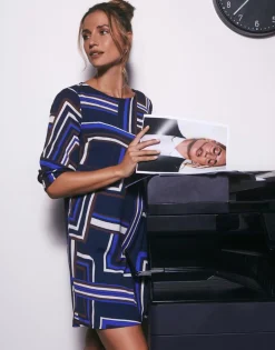 Robe courte imprimé graphique MARINE