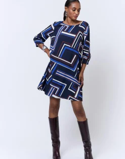 Robe courte imprimé graphique MARINE