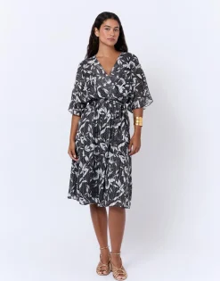 Robe courte imprimé graphique NOIR