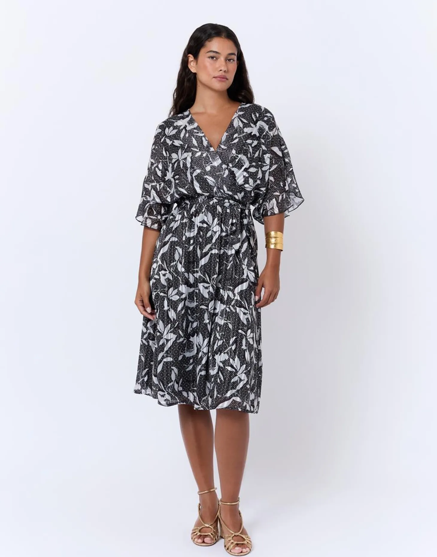 Robe courte imprimé graphique NOIR