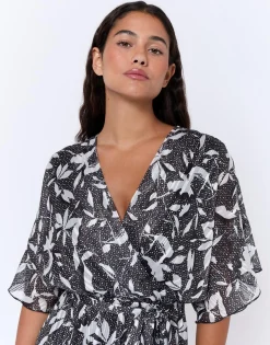 Robe courte imprimé graphique NOIR