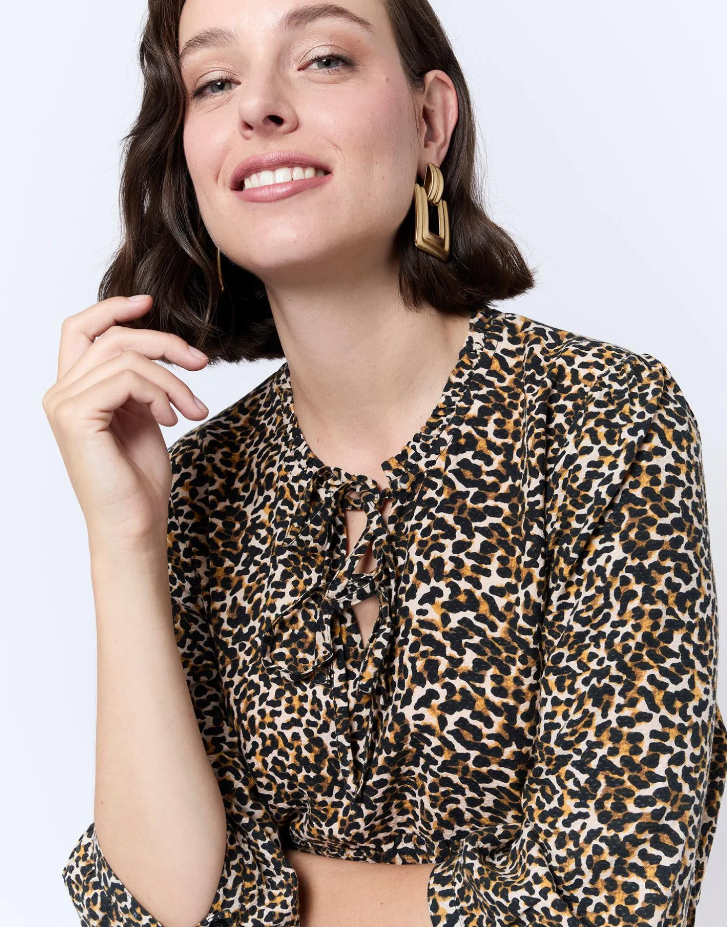 Robe courte imprimé léopard MARRON