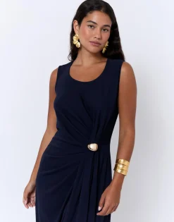 Robe longue unie MARINE