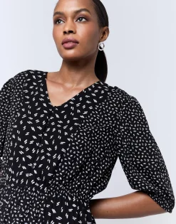 Robe midi imprimée NOIR