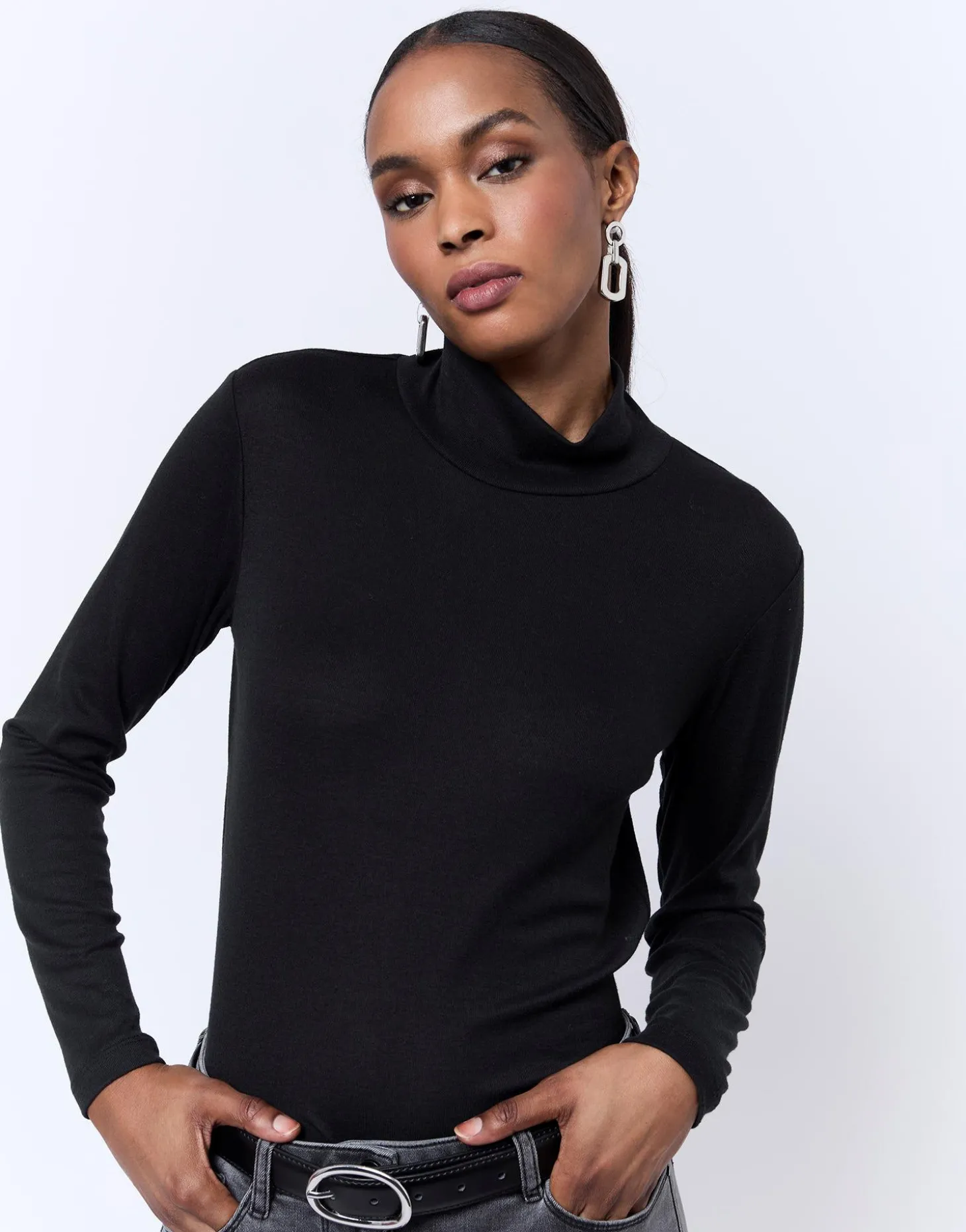 Sous-pull manches longues uni NOIR Femme