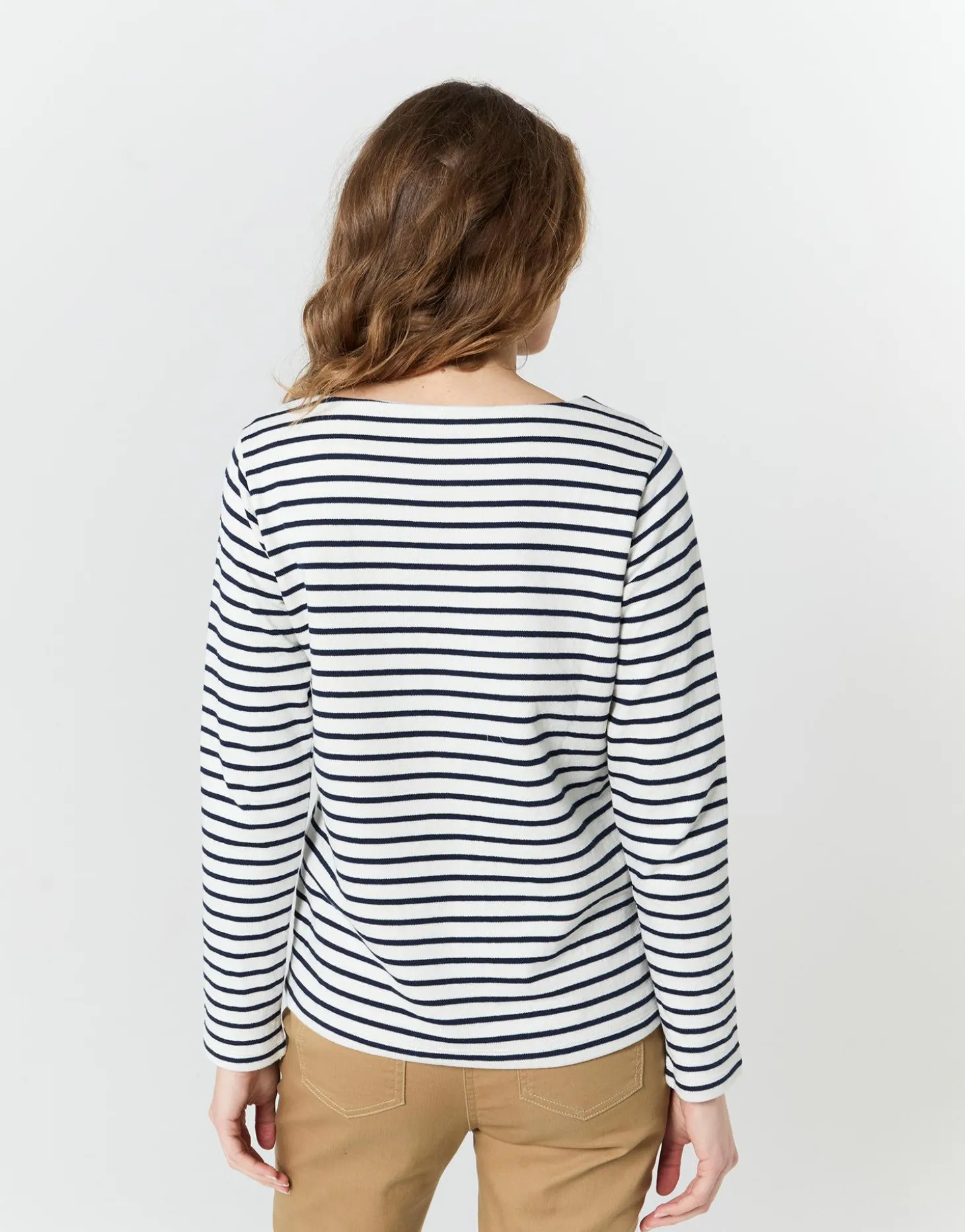 Tee-shirt marinière manches longues en mélange coton rayée MARINE Femme
