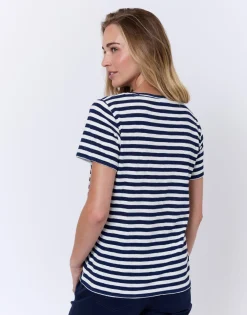 Tee-shirt marinière manches courtes en mélange coton rayé MARINE Femme