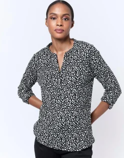 Top manches 3/4 bicolore NOIR Femme