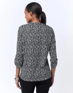 Top manches 3/4 bicolore NOIR Femme