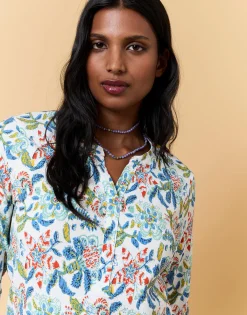 Top manches 3/4 imprimé à fleurs MULTICOLORE Femme