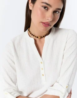 Top manches 3/4 uni BLANC Femme