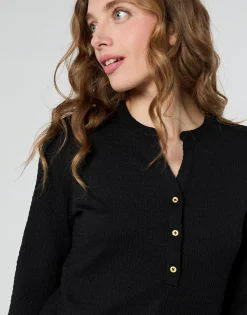 Top manches 3/4 uni NOIR Femme
