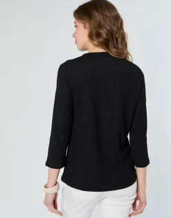 Top manches 3/4 uni NOIR Femme