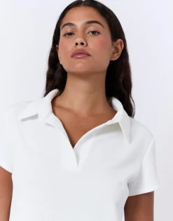 Top manches courtes uni BLANC Femme