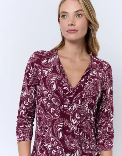 Top manches longues imprimé ROUGE Femme