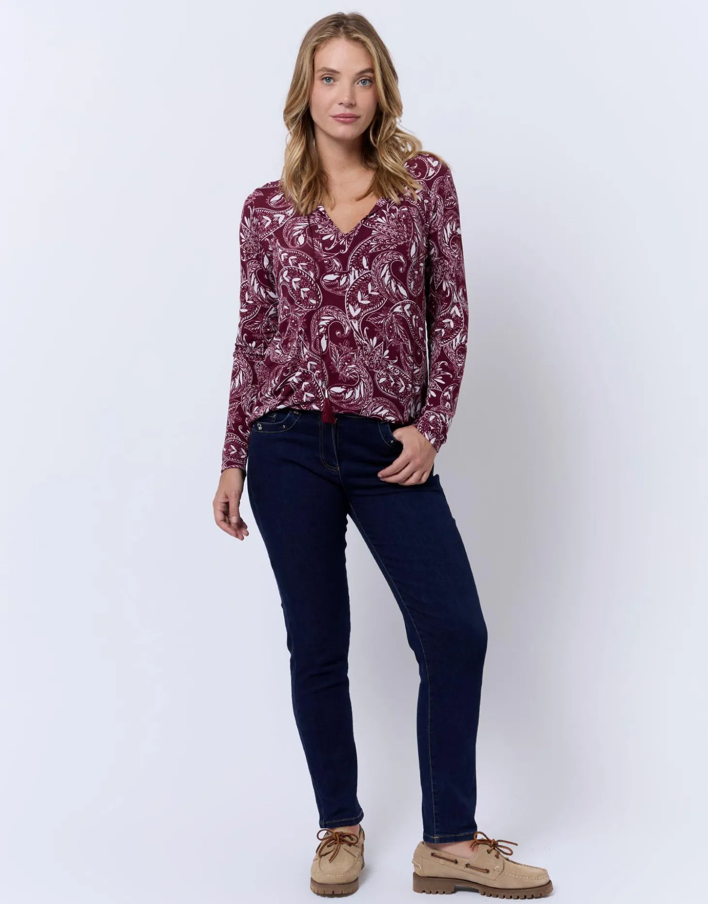 Top manches longues imprimé ROUGE Femme