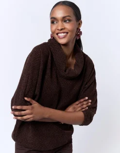 T-Shirt manches 3/4 uni MARRON Femme