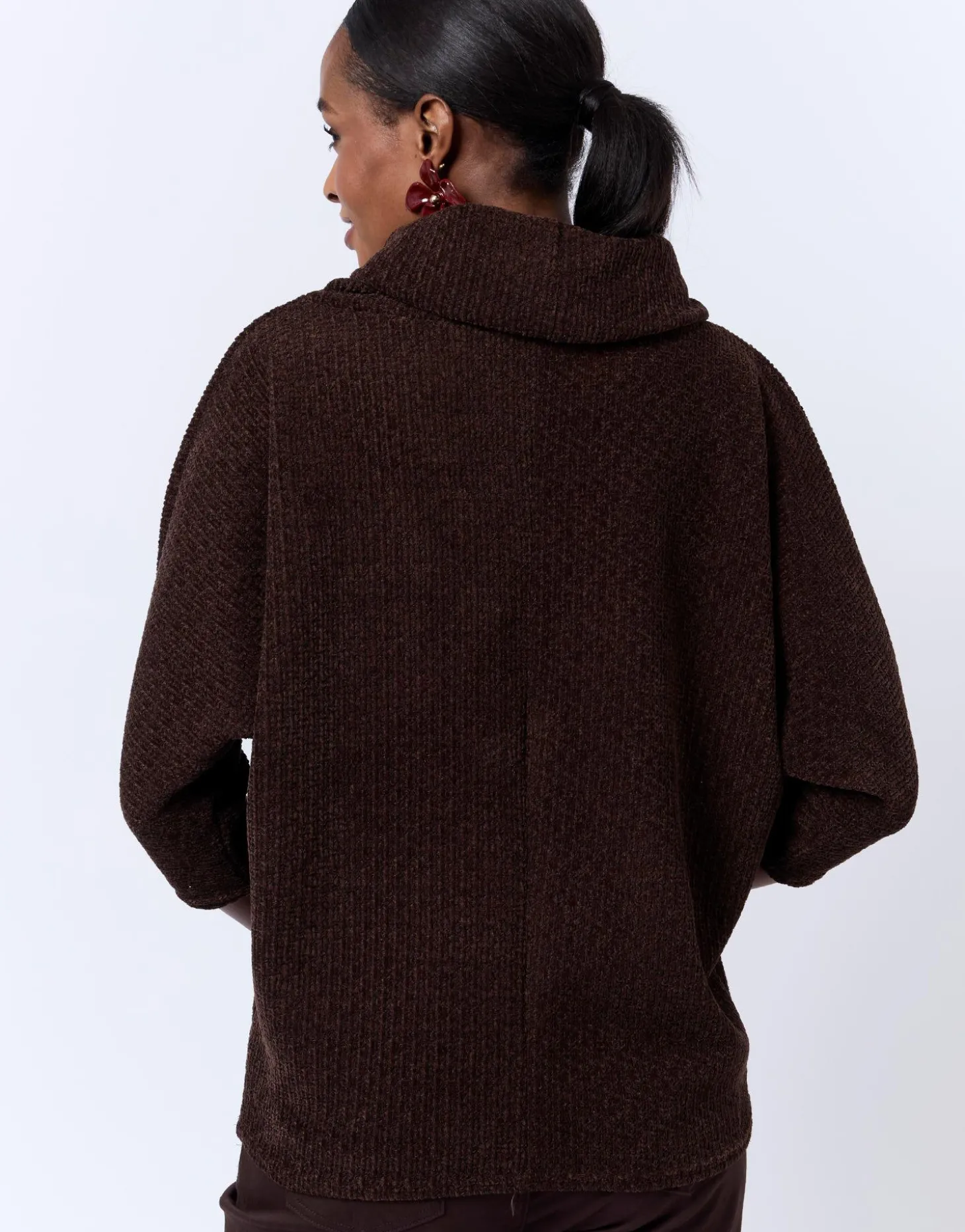 T-Shirt manches 3/4 uni MARRON Femme