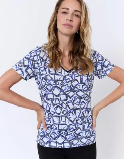 T-Shirt manches courtes imprimé graphique BLANC Femme