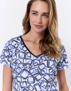 T-Shirt manches courtes imprimé graphique BLANC Femme