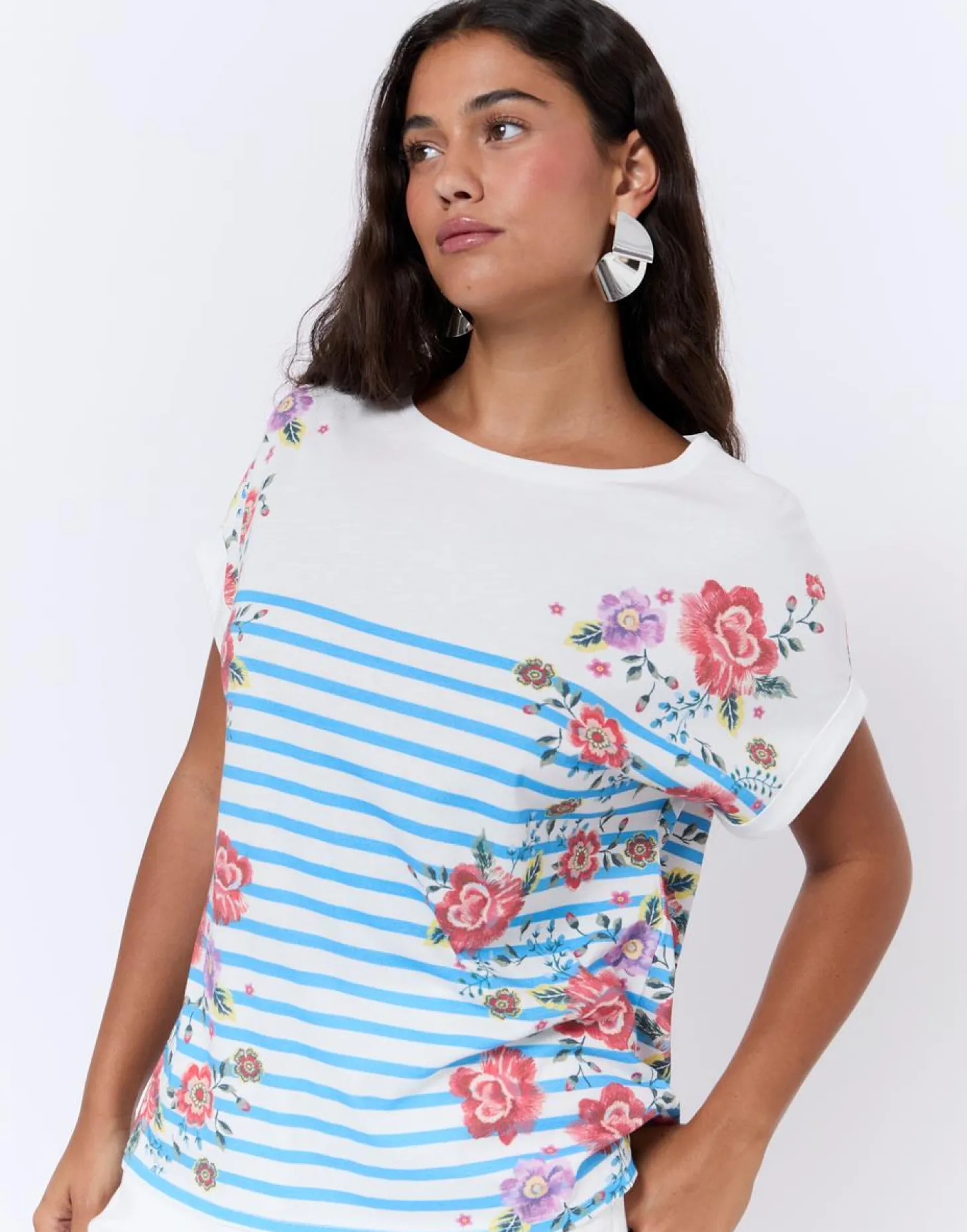 T-Shirt manches courtes rayé BLEU Femme