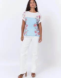 T-Shirt manches courtes rayé BLEU Femme