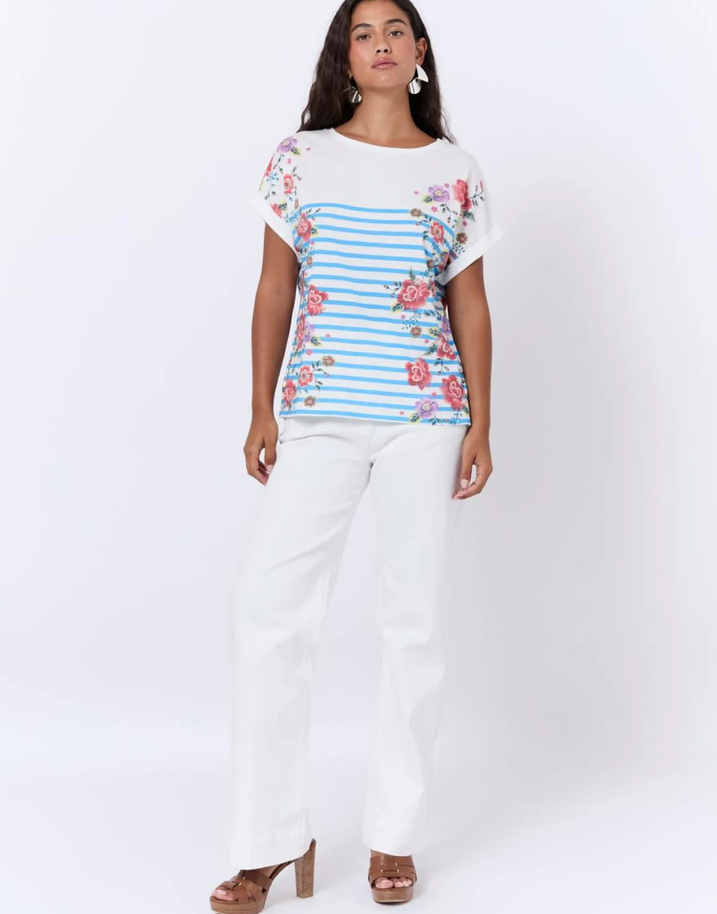 T-Shirt manches courtes rayé BLEU Femme