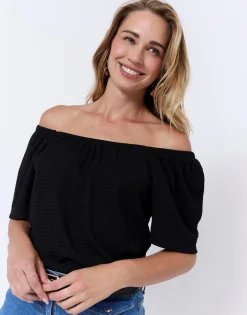 T-Shirt manches courtes uni NOIR Femme