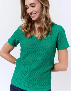 T-Shirt manches courtes uni VERT Femme