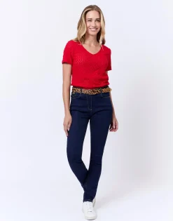 T-Shirt manches courtes uni ROUGE Femme