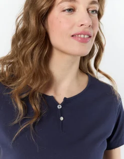 T-Shirt manches courtes uni MARINE Femme