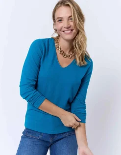 T-Shirt manches longues imprimé BLEU CANARD Femme