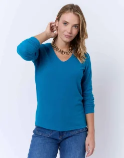 T-Shirt manches longues imprimé BLEU CANARD Femme