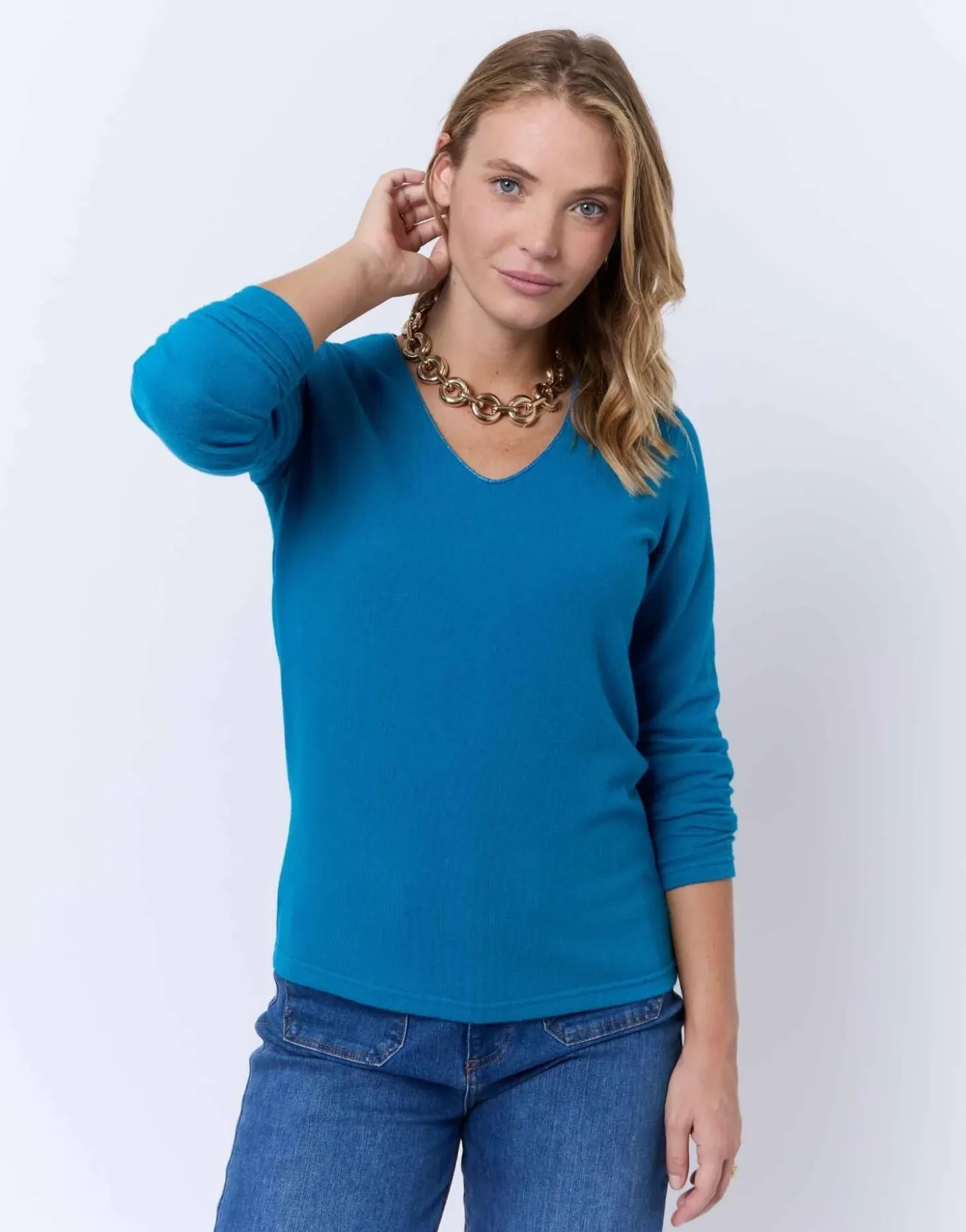 T-Shirt manches longues imprimé BLEU CANARD Femme