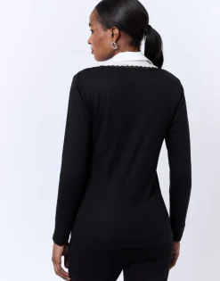 T-Shirt manches longues uni NOIR Femme