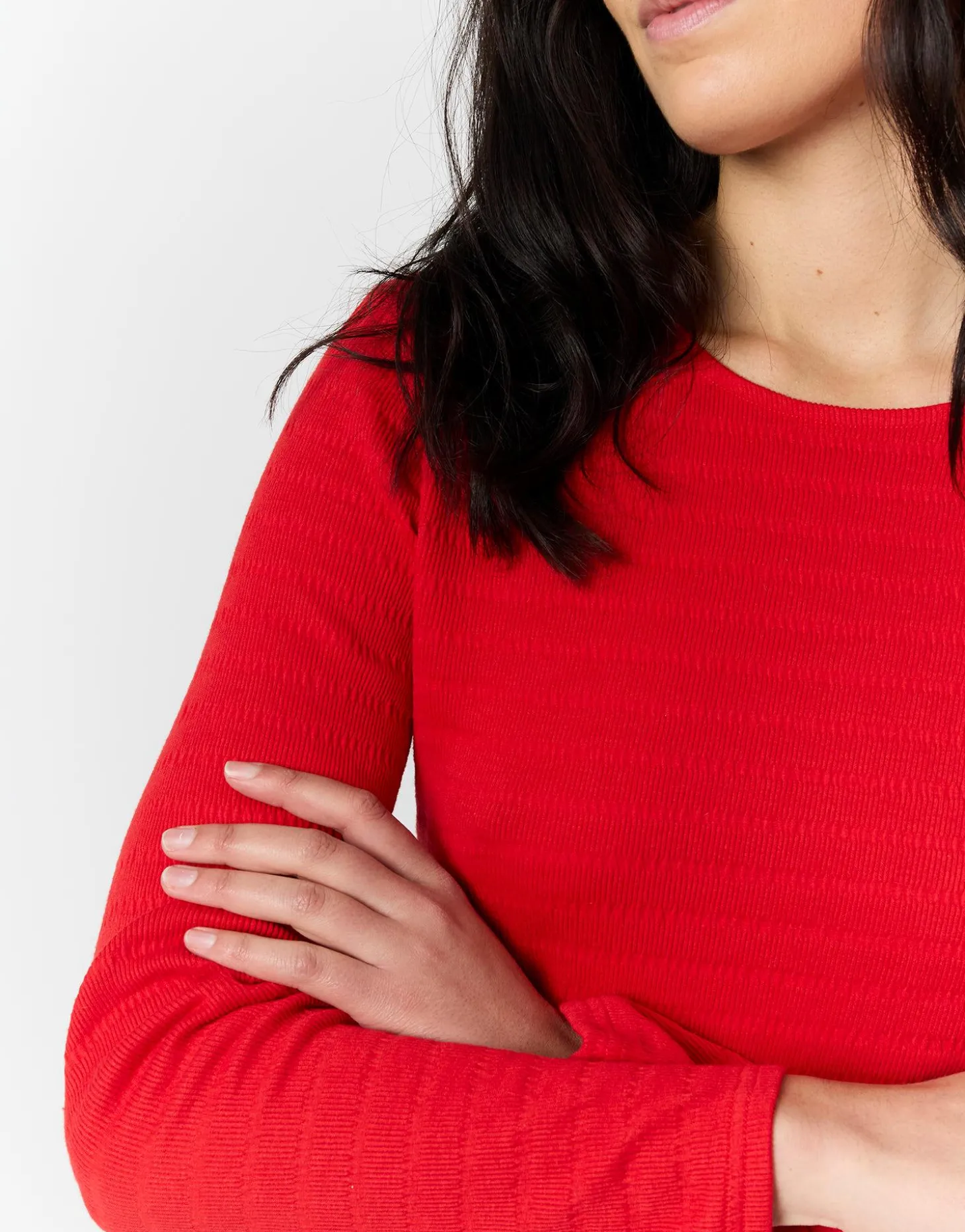 T-Shirt manches longues uni ROUGE Femme