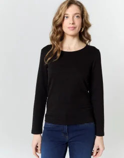 T-Shirt manches longues uni NOIR Femme