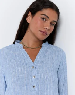 Tunique manches 3/4 à fines rayures BLEU Femme