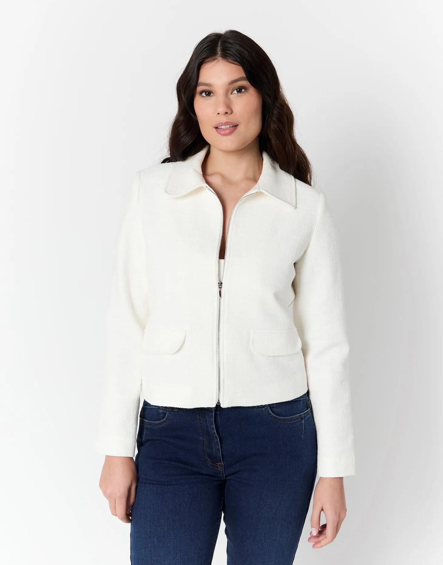 Veste courte unie BLANC Femme