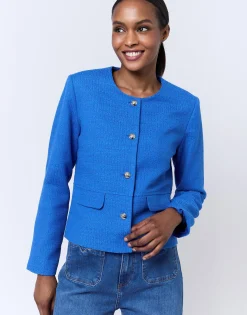 Veste courte unie BLEU Femme