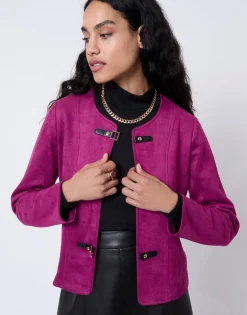 Veste unie AUBERGINE Femme