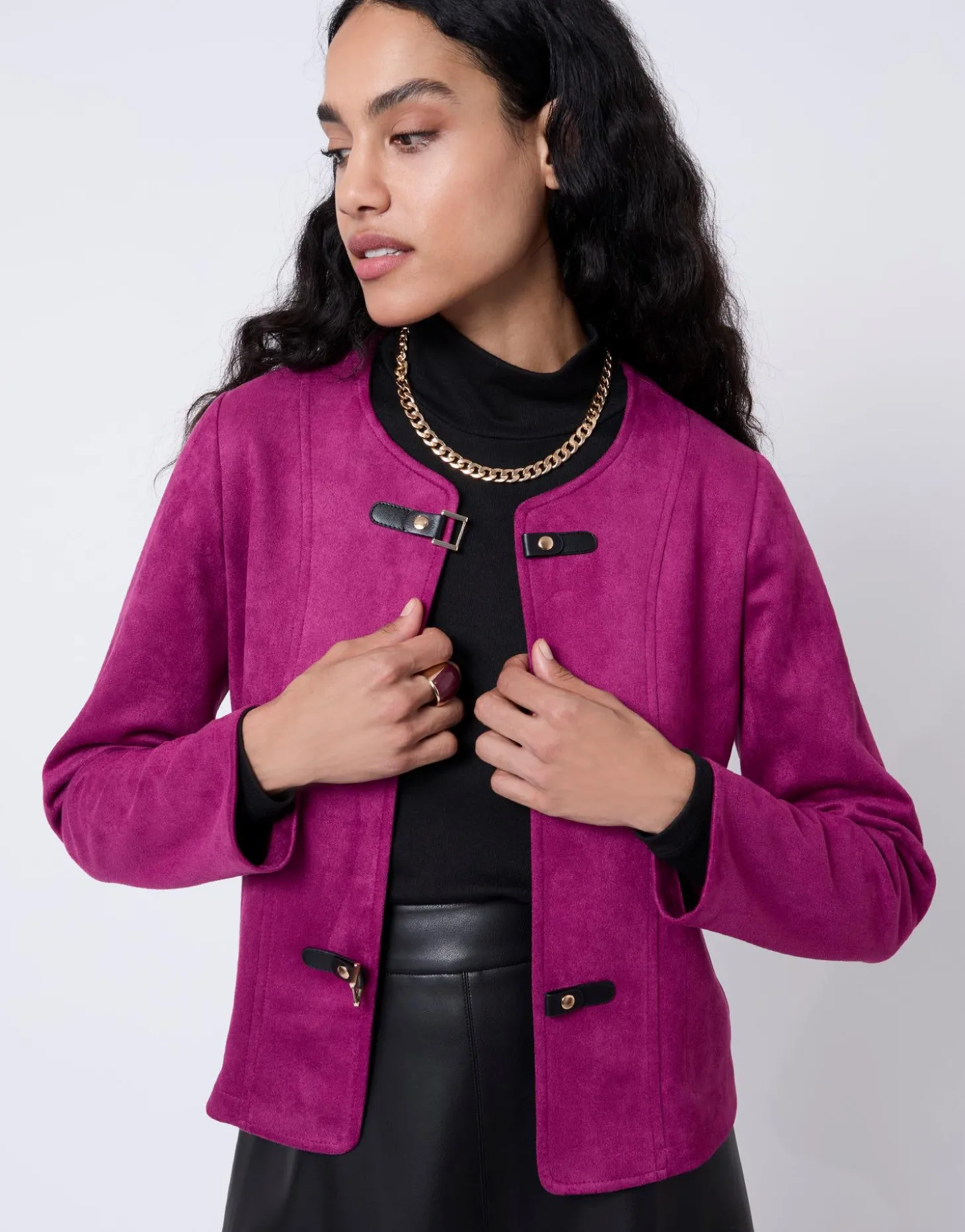 Veste unie AUBERGINE Femme